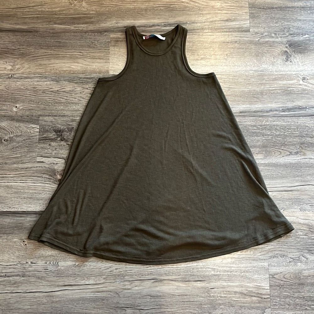 Free People Beach Army Green Ribbed Tank Tunic Top Small
